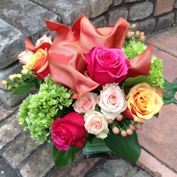 Clustered Rose and Hydrangea Vase 