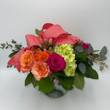 Clustered Rose and Hydrangea Vase 
