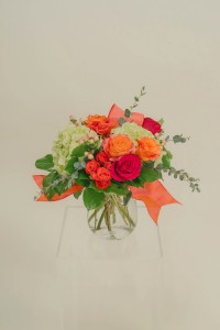 Clustered Rose and Hydrangea Vase