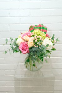 Spring Clustered Rose and Hydrangea Vase